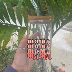 Mom Glass Tumbler | Custom Glass Tumbler | Personalized Iced Coffee Cup | Gift for Mom