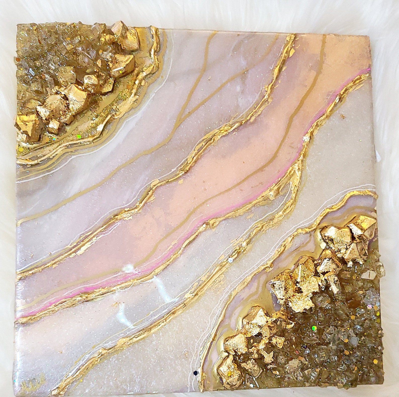 Pink Geode Art Etsy