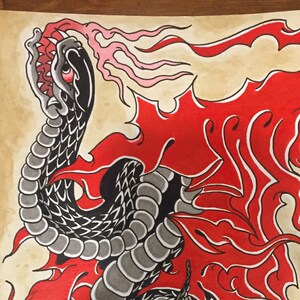 Snake reaper tattoo flash painting