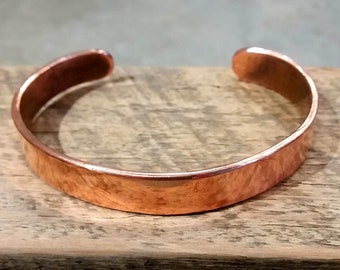 Hand Forged plain SOLID COPPER round edged Bangle for men and women