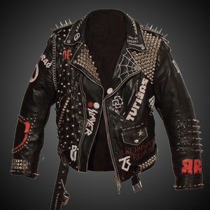 Steampunk Spiked Studs Handmade Gothic Jacket, Men Customize Motorbike Bachelorette Fashion Jacket, Patches Punk Cow Leather Belted Jacket,