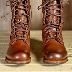 Military Style Boot Brown Color Premium Leather Men's - Etsy