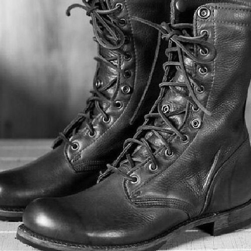 Military Style Boot Brown Color Premium Leather Men's Etsy