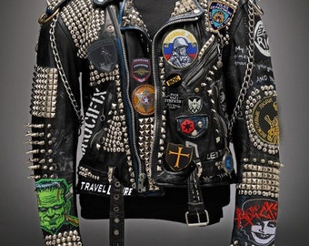 パンクロックゴシックスタッズジャケット、スチームパンクパッチバイク