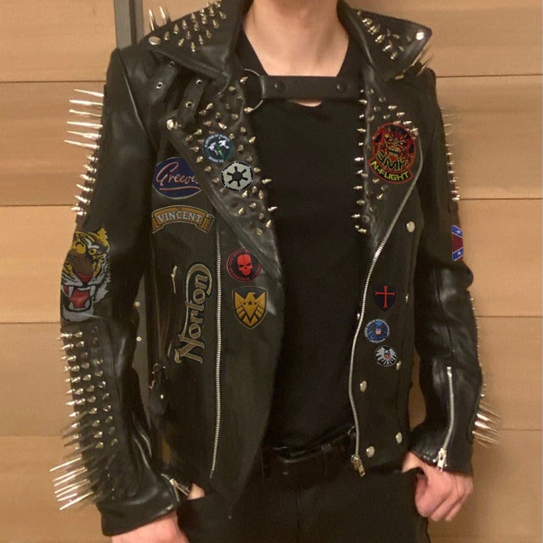 Personalized Men's Brando Patches Punk Jacket Fashionable - Etsy