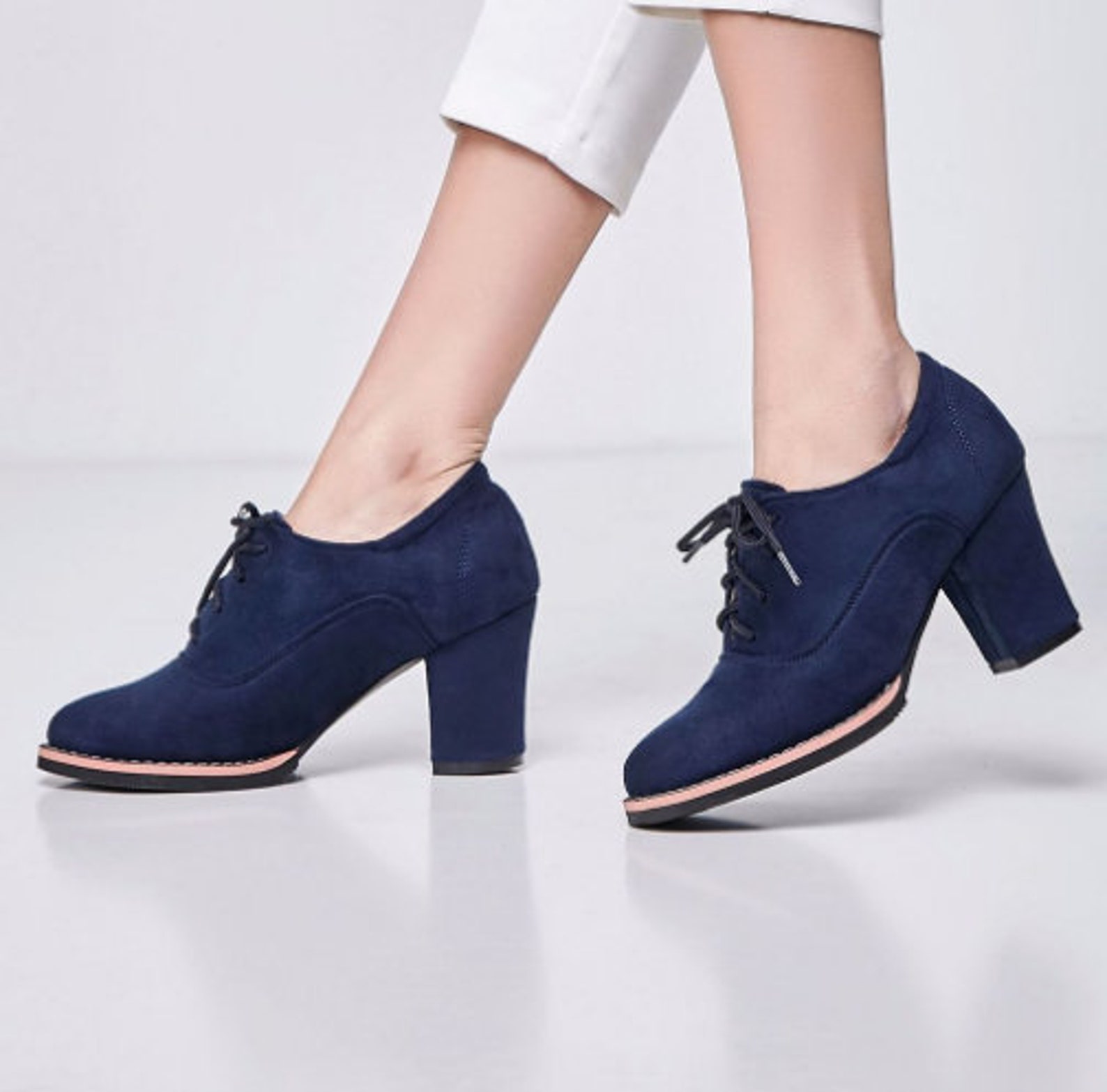 navy blue mid heel shoes