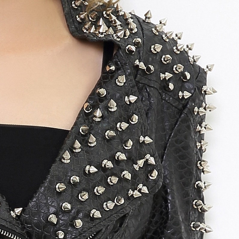 Handmade Spiked Studs Punk Jacket Women's Snake Pattern - Etsy