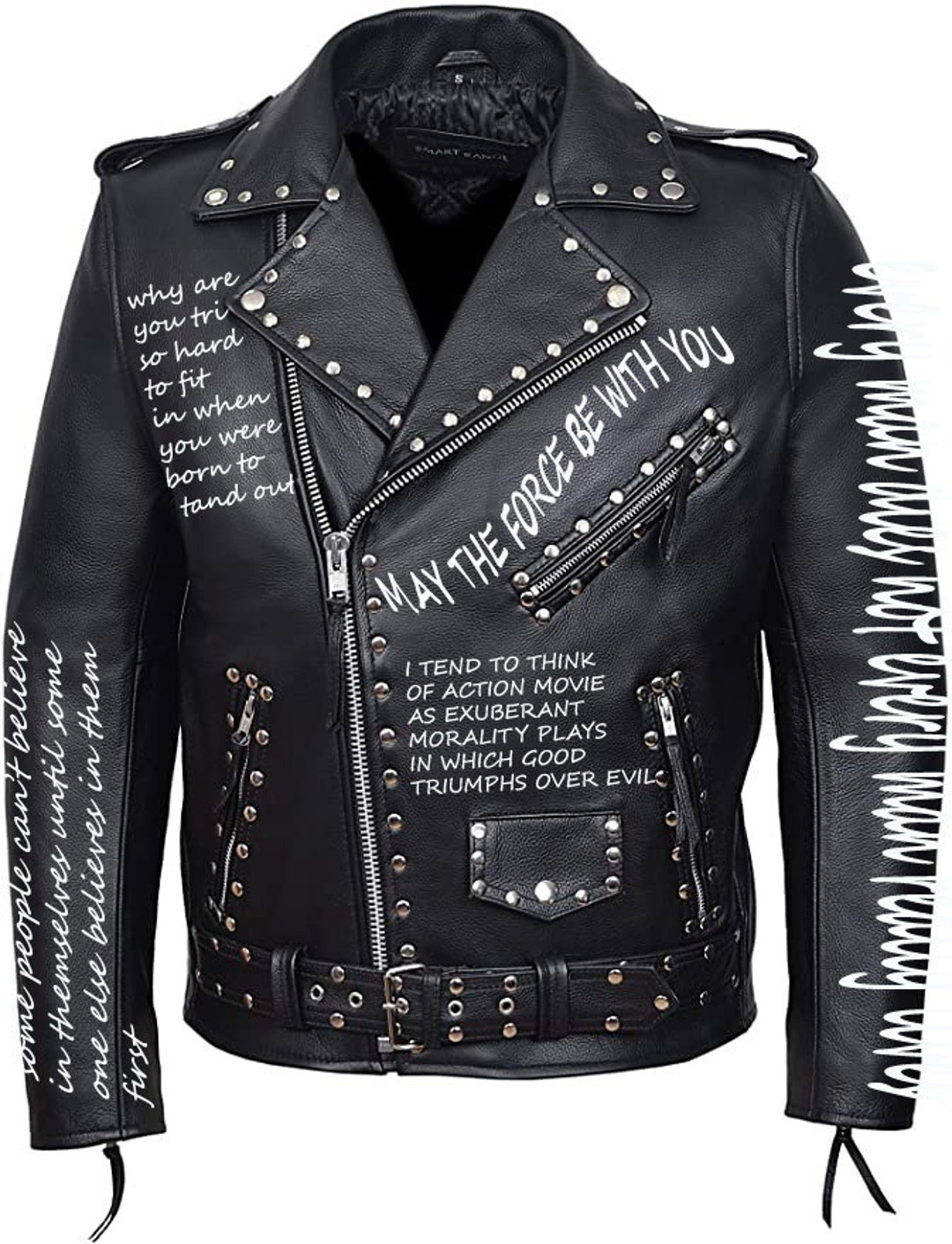 Mens Biker Jacket Silver Motorcycle Slim Fit Goth Punk Moto Leather Jacket