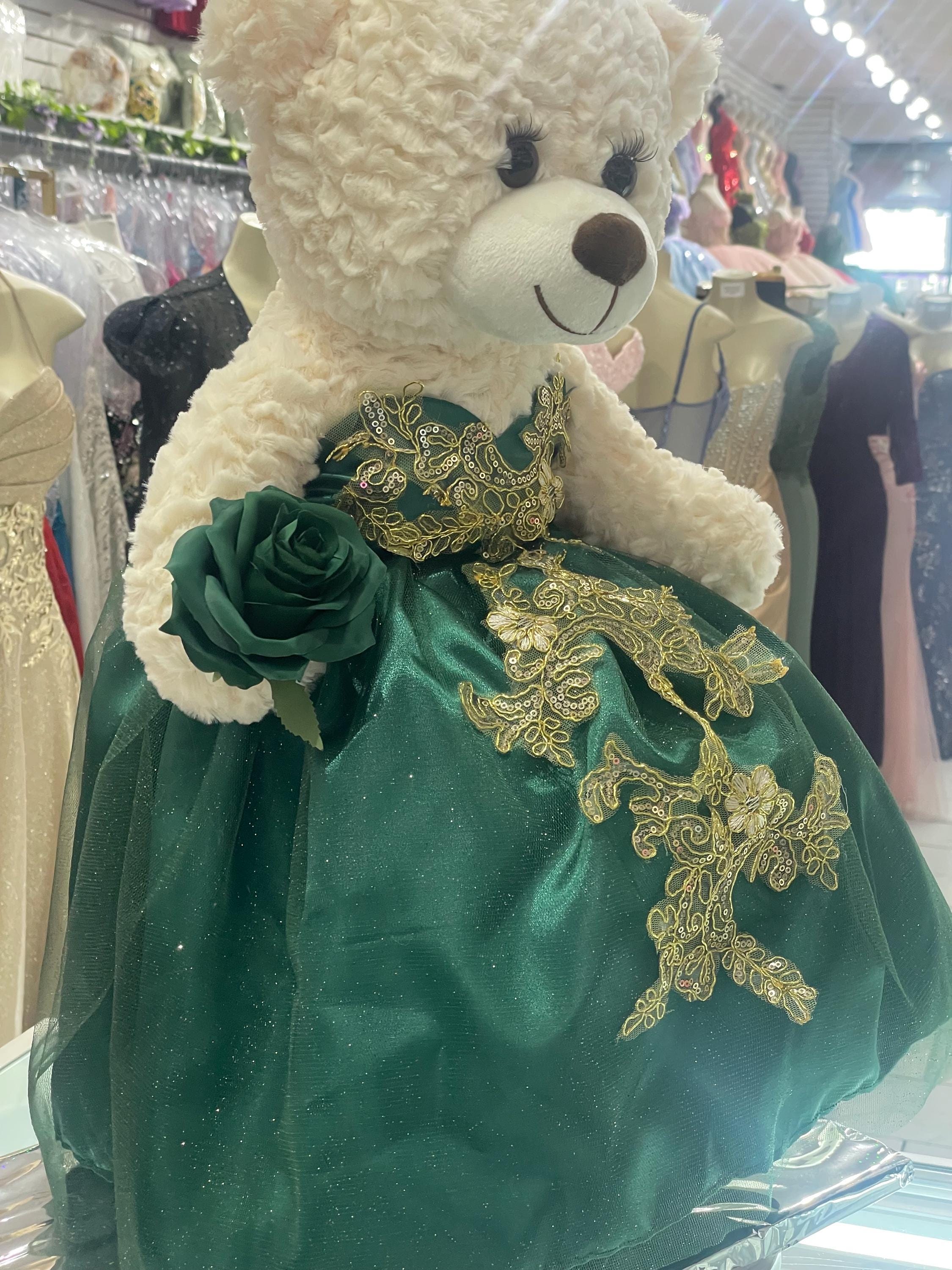 Quinceañera Teddybear in Emerald Green Gold