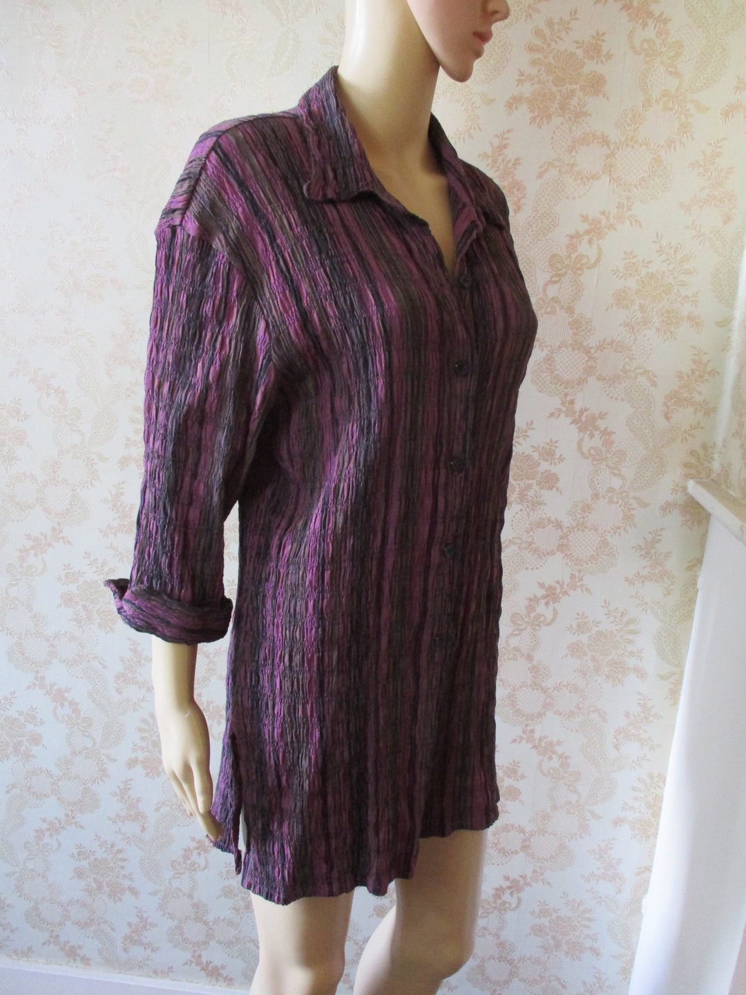 PURPLE STRIPE SHIRT DRESS