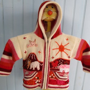 Handknitted pixie cardigan.  age 5\6  vintage baby\vintage childres\kids vintage\toddler cardigan
