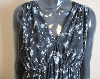 Women's vintage black  dress with star print.  vintage dress\star dress\party dress\evening dress\black dress