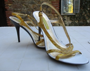 Strappy moc croc sandals.  vintage sandals\vintage shoes\strappy sandals\stiletto sandals\summer shoes\