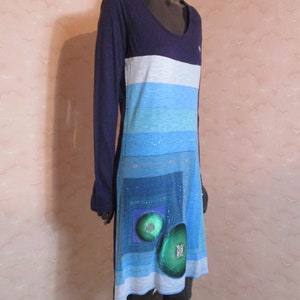 Desigual Retro T-Shirt Kleid in Blautönen,  vintage desigual/desigual top/desigual kleid/retro kleid/boho kleid