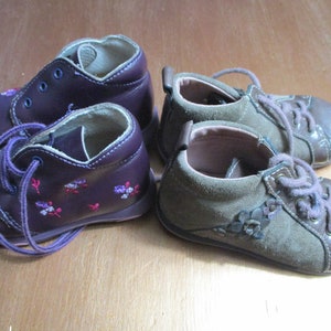 Two pairs of vintage baby/toddler shoes for a girl. Leather and suede. vintage shoesbaby shoesgirls shoestoddler shoes image 1