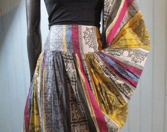 Vintage circle skirt with a geometric print,   vintage skirt\circle skirt\boho skirt\ethnic\retro skirt