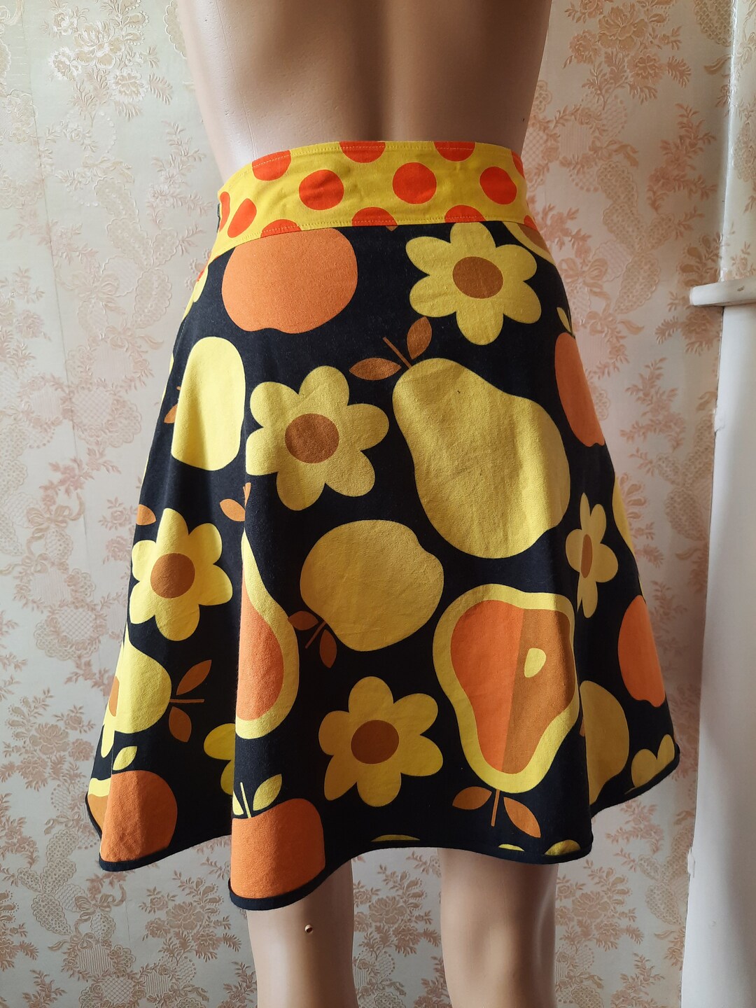 Vintage A Line Skirt in Bright Colours, . Vintage Skirt60's Skirtretro Skirtyellow Skirt Flowery ...