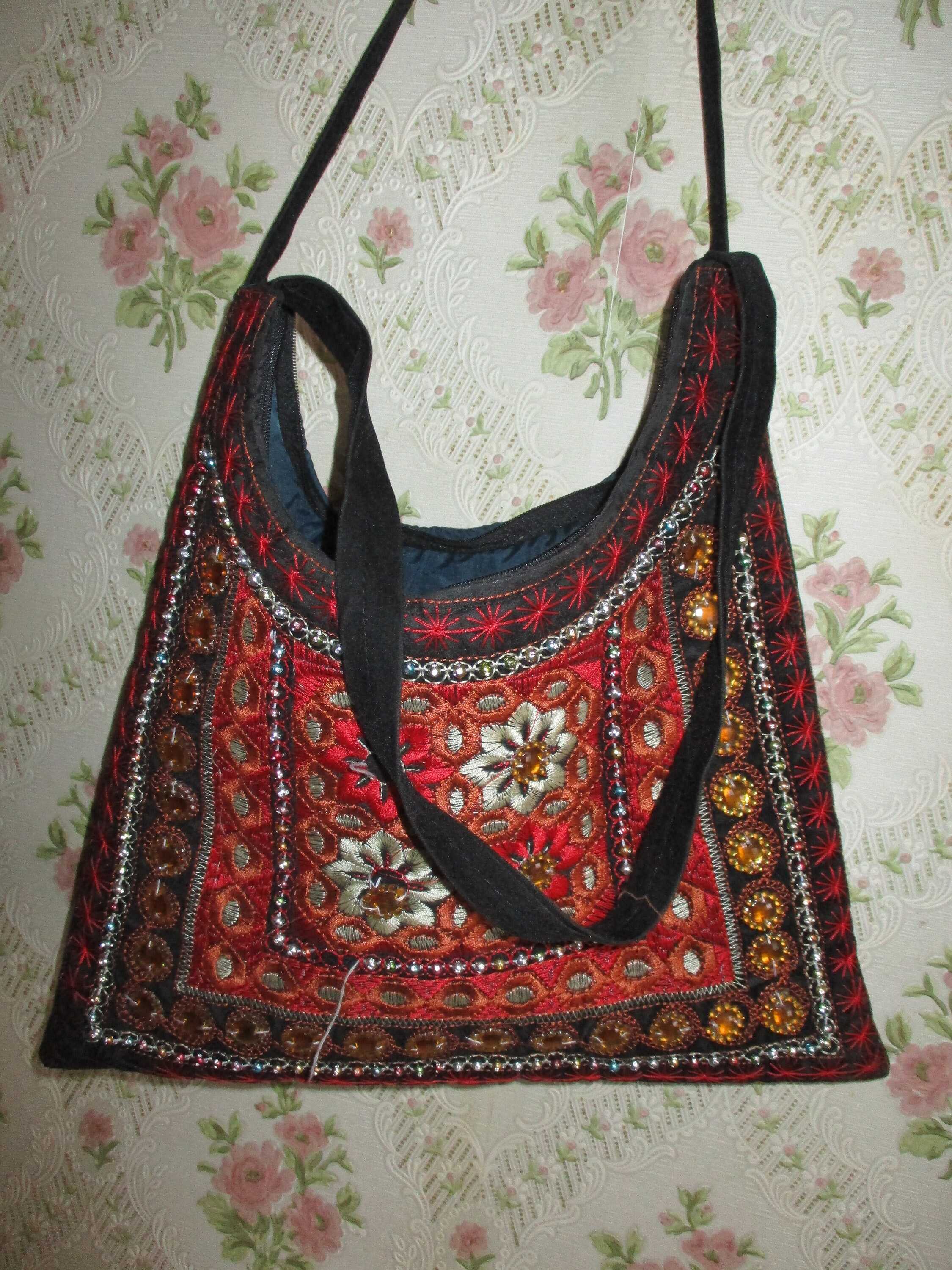 Bolso boho vintage con bordados y pedreria. Bolso retrobohovintagehippy Etsy Espana