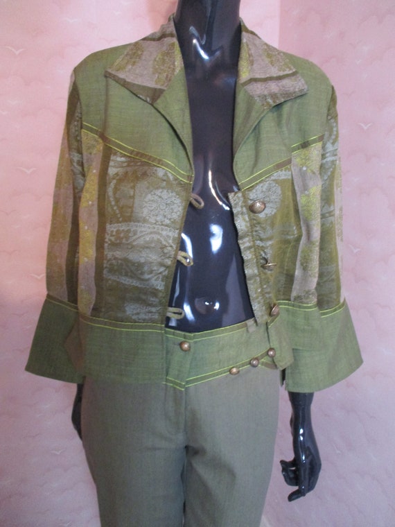 Women's vintage olive green Georges Frank suit . … - image 3