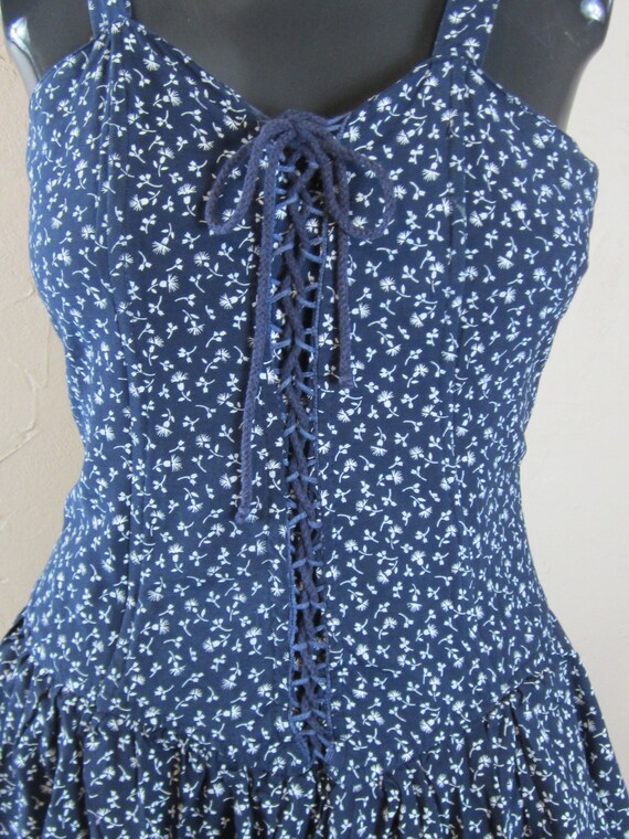 Vintage Blue Floral Corset Dress Vintage Dresssummer Dressrara Dresscorset  Dressboho Dressgirls Dress 