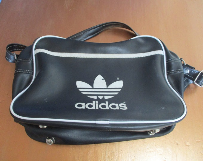 Vintage Adidas Bag. Black Vinyl Original 70s Shoulder Bag. It Etsy