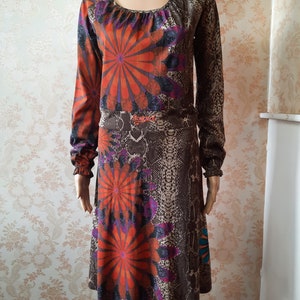 Vintage Desigual dress in browns and oranges    . desigual\boho\designer\party dress\retro dress\desigual dress\desigual