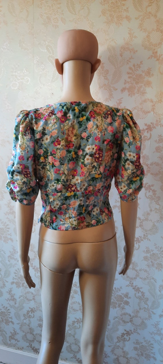 Vintage floral Zara blouse .  Cropped blouse in l… - image 4