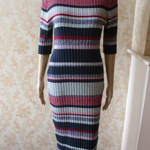 Striped multi-coloured sweater dress .retro\sweater dress\vintage\knitwear\boho\winter