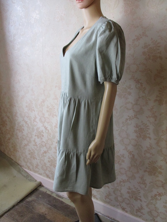 Sage Green Linen Dress by Nutmeg, . Vintage Dress\green Dress\linen Dress\boho  Dress\summer Dress\smock Dress - Etsy