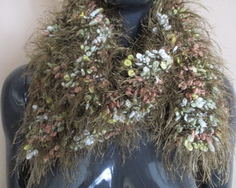 Handmade brown/autumn coloured mohair scarf.  vintage scarf\mohair scarf\hand knit scarf\winter scarf\wool scarf