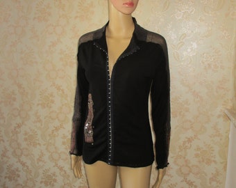 Vintage jacket with beaded panels.  vintage top\vintage jacket\beaded jacket\boho cardigan\vintage knitwear\