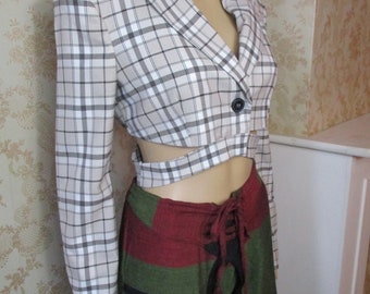 Chaqueta corta de cuadros. Chaqueta corta vintage, chaqueta retro, chaqueta de cuadros, chaqueta de verano, abrigo vintage.