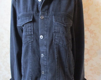 Vintage black denim jacket .  vintage jacket\black jacket\denim jacket\mans jacket\retro denim\black denim coat