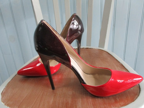 Fabulous Red to Black Ombre Heeled Court Shoes. Vintage Shoesstiletto Shoescourt Shoessmart Shoesheelsgoth Shoes Etsy UK