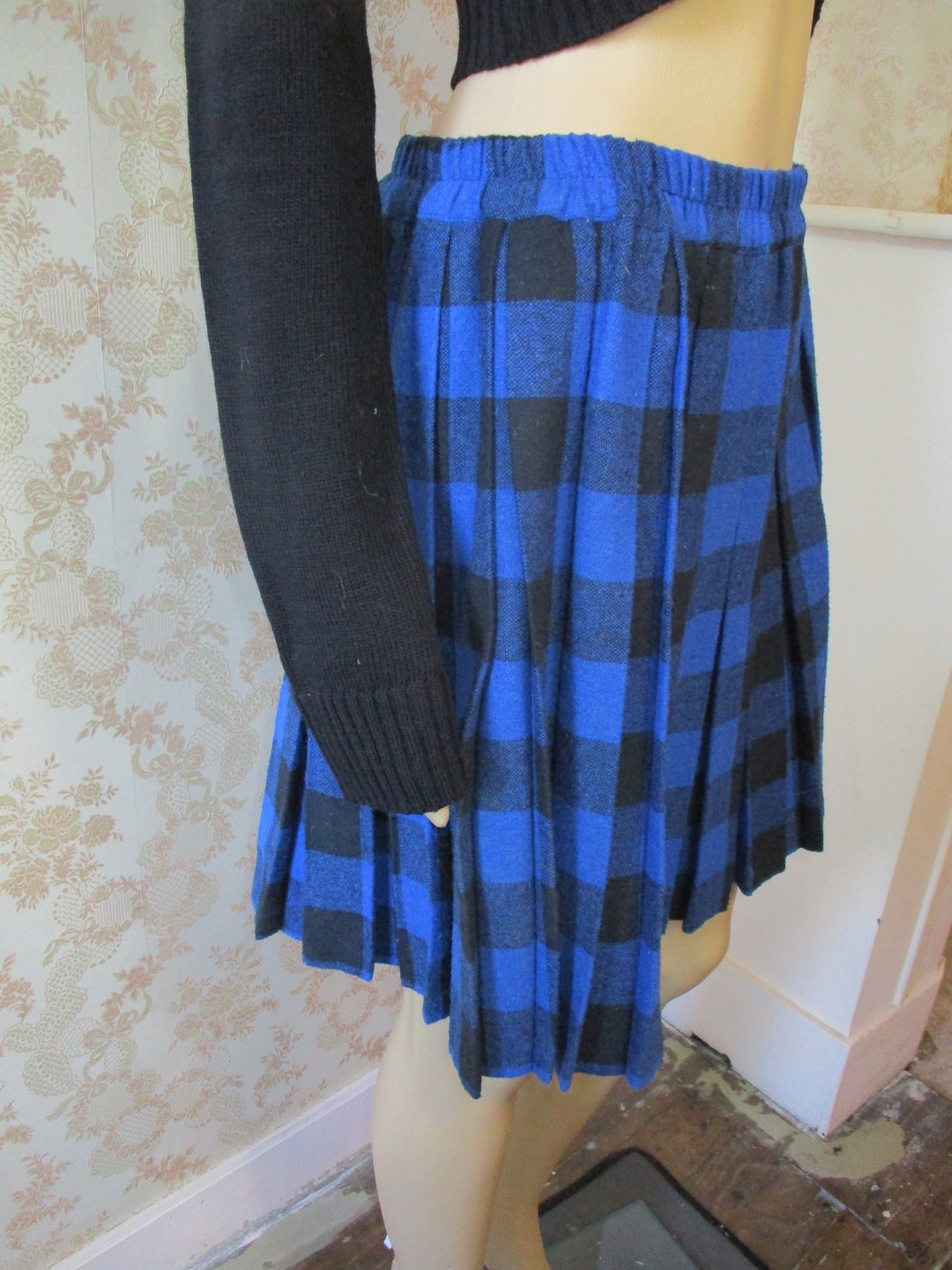 Blue skirt checked hotsell