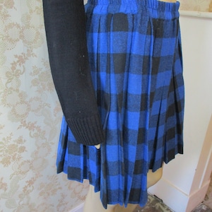 Vintage blue checked pleated skirt   vintage skirt\check skirt\tartan skirt\retro skirt\blue tartan\blue check dress