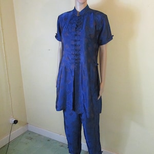 Silk trouser suit.  silk suit\vintage suit\trouser suit\silk two piece\oriental style suit\silk trousers\evening wear