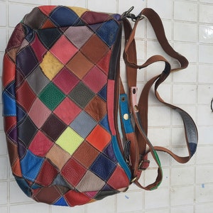 sac à bandoulière \ sac à main en cuir vintage en cuir multicolore. sac vintage \ sac en cuir/accessoires en cuir\sac boho