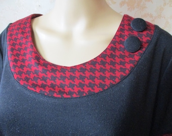 Vintage  dress, black with red details and pockets. plus size\retro\vintage top\vintage dress\sweater dress\winter dress