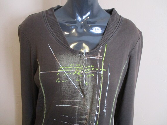 Women's vintage T-shirt/dress. Brown with lime gr… - image 3