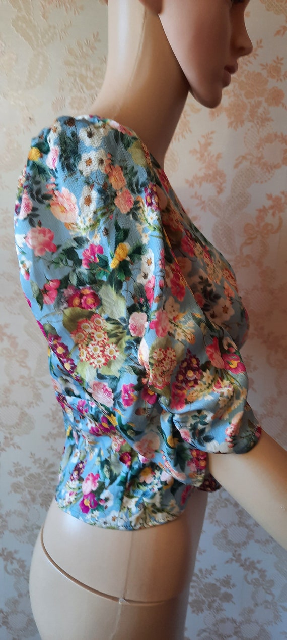 Vintage floral Zara blouse .  Cropped blouse in l… - image 6