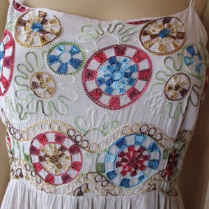 Italian embroidered sun dress .  vintage sun dress\Italian sun dress\boho dress\cream sun dress\ethnic sundress