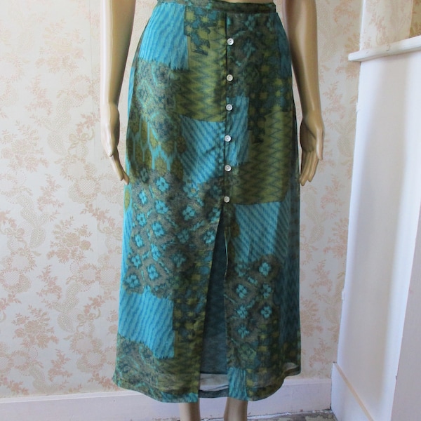 Vintage Rene Derhy skirt in tourquise shades . rene derhy\vintage skirt\boho\designer