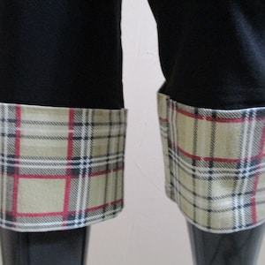 Vintage Capri pants with check cuff.   vintage trousers\capri trousers\black trousers\cropped trousers\capri pants