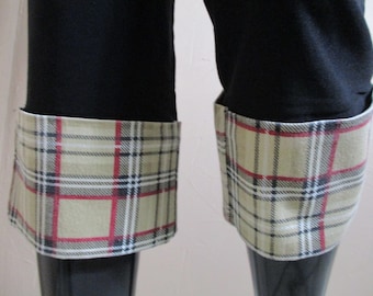 Vintage capribroek met geruite manchetten.   vintage broek\capribroek\zwarte broek\kortere broek\capribroek