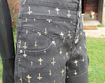 Retro denim shorts.   vintage shorts\black shorts\denim shorts\boho shorts\high waist shorts