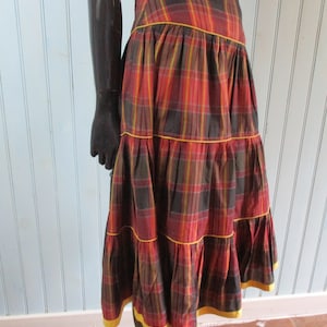 Vintage tartan check tiered skirt. 100% Indian cotton .  vintage skirt\tiered skirt\gypsy skirt\retro skirt\boho skirt\tartan