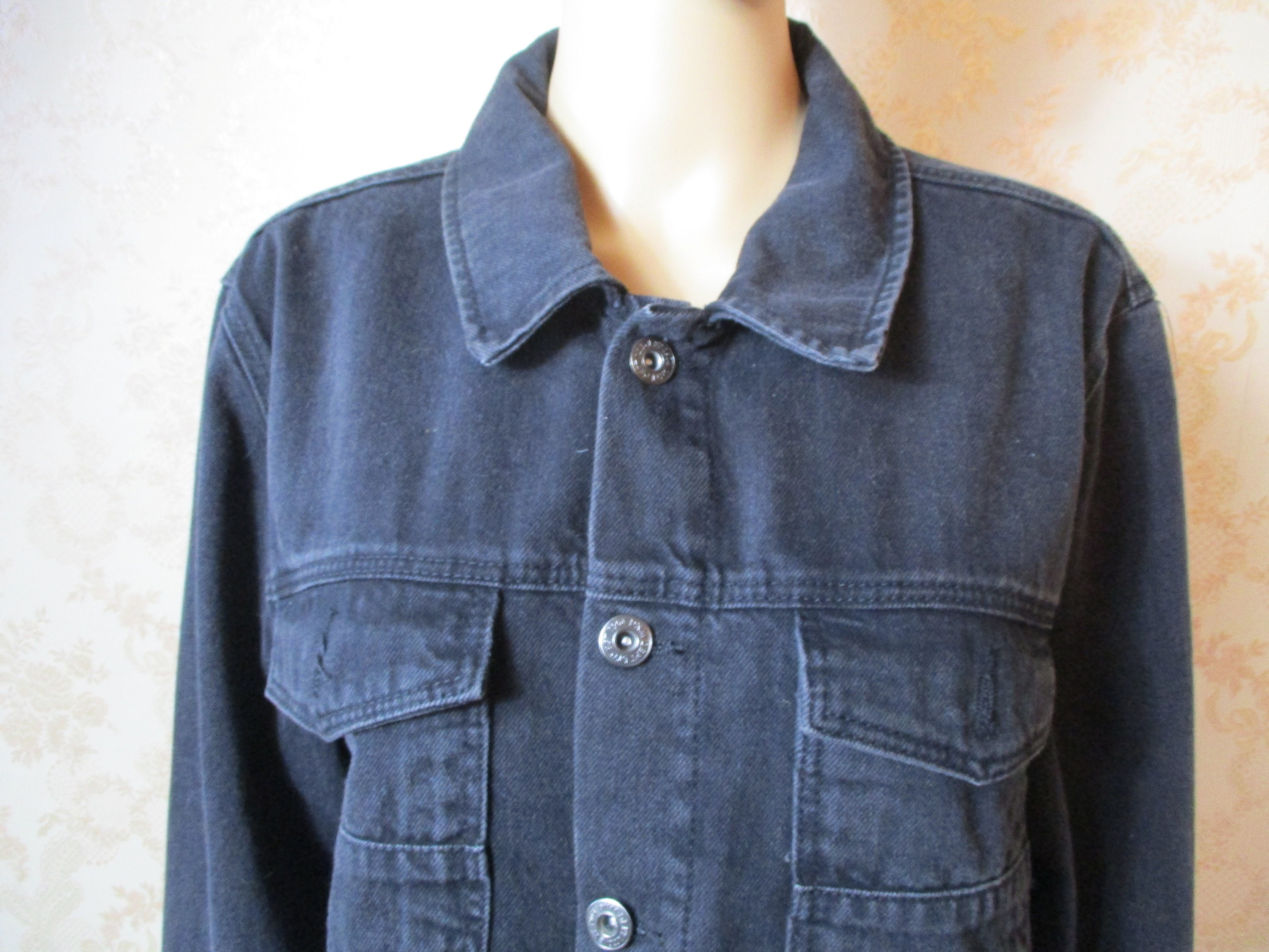 Vintage Black Denim Jacket . Vintage Jacketblack Jacketdenim Jacketmans