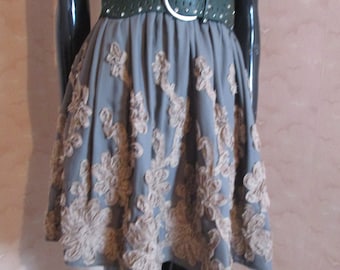 Vintage lace skirt .  vintage skirt\lace skirt\boho skirt\festival skirt\skater skirt\evening skirt