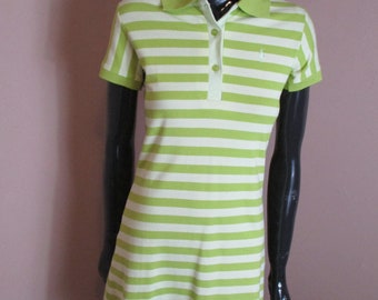 Vestido polo vintage de rayas verde lima de Ralph Lauren. Vestido polo vintage\ralph lauren\vestido de diseñador\vestido de rayas\vestido polo para niña\